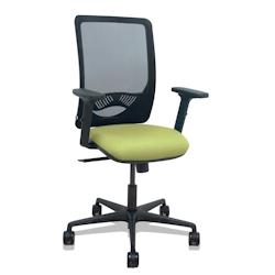 Piqueras y Crespo Silla Zulema sincro malla negra asiento bali verde oliva brazos 2D ruedas 65mm - vert multi-matériau 390SM840B552B2DB68R65_0