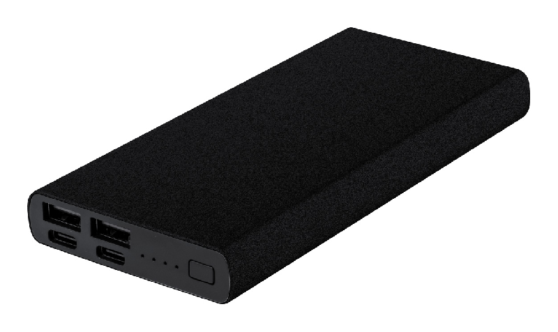 Power Bank USB en aluminium - 10 000 mAh - 2 ports USB et USB-C - Couleur noire_0