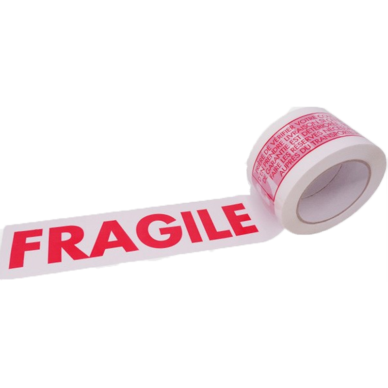Ruban adhésif imprimé fragile en texte en rouge sur fond blanc - 48 x 100 mm - PPF50100_0