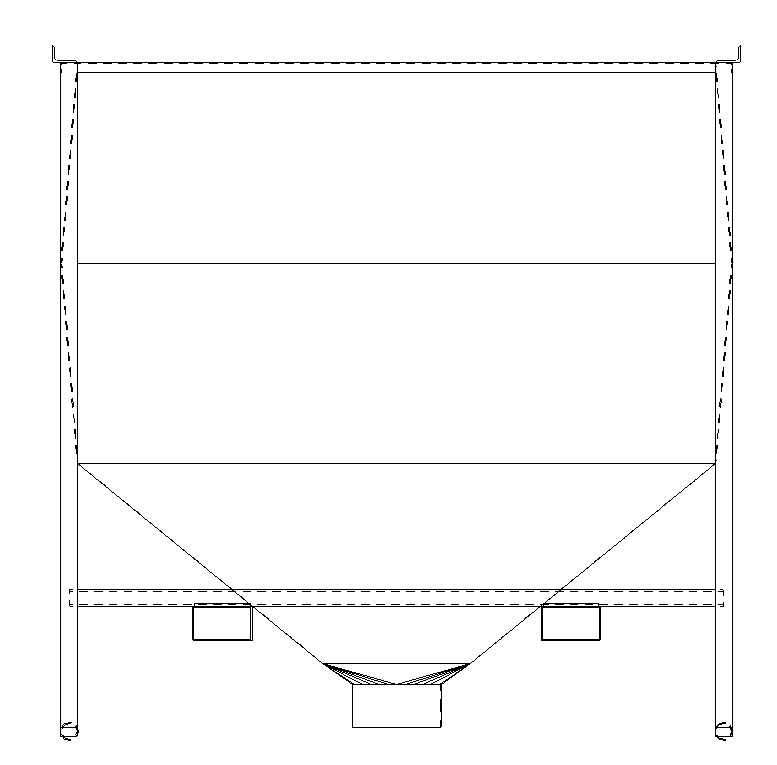 Trémie de stockage standard avec une sortie centrée verticale de 2m3._0