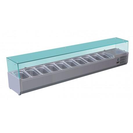 Vitrine réfrigérée positive +2/+8°C pour table à pizza - 10 bacs GN 1/4 - VRX200 - Nosem - INOX AISI 304_0