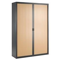 Armoire haute à rideaux démontables décor bois Largeurs spécifiques 200 x 140 cm anthracite-hêtre_0