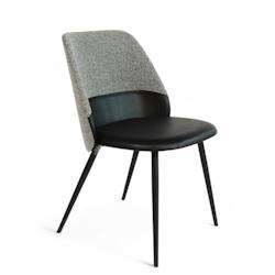 Bistromania Chaise d'intérieur VERONE - Similicuir Noir et Tissus Gris - EX007_0