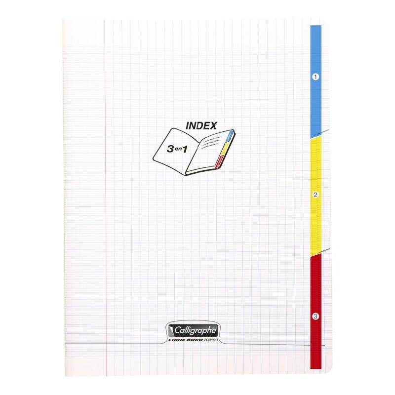 Calligraphe Lot de 10 Cahier Ligne 8000 A4, 96p./48 feuilles 90 g/m² piquées, 3 index, couv. PP incolore, Séyès - 3210330182261_0