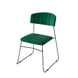 Chaise empilable Mundo verte, tapissée de velours, ignifugée - SET OF 4 - vert VEB-53003_0