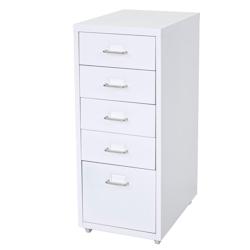 Décoshop26 - Caisson à tiroirs meuble de rangement bureau sur roulettes 69x28x41cm 5 tiroirs acier blanc 04_0004353 - blanc 3000448132698_0
