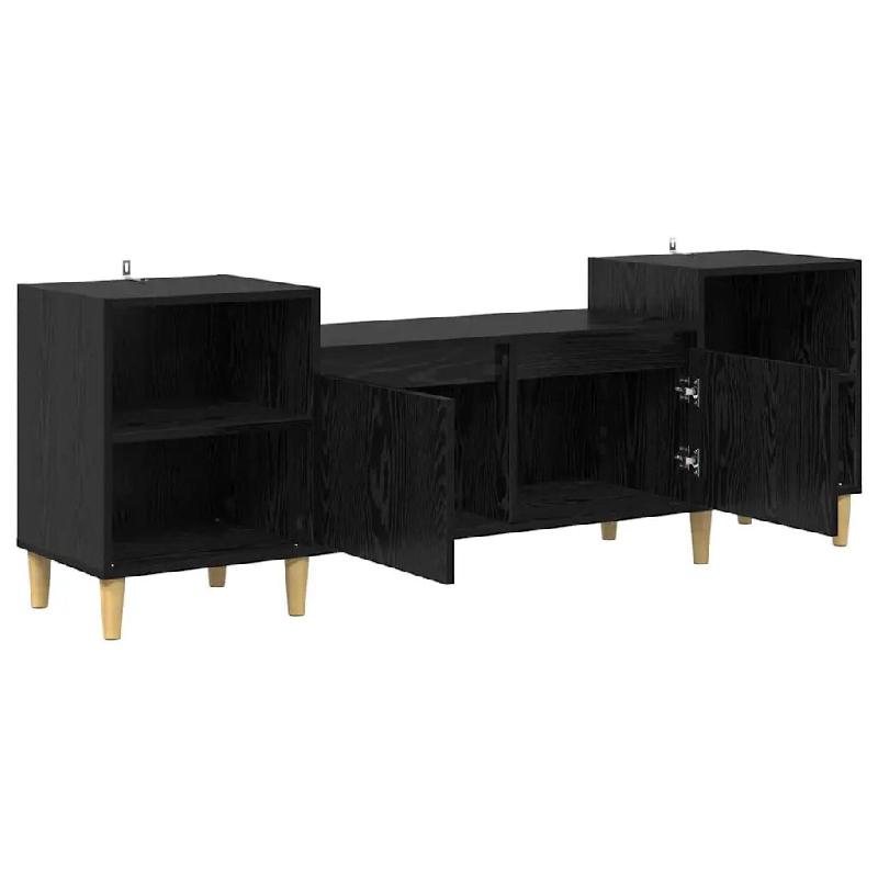 Helloshop26 - Meuble TV rectangulaire rustique avec 2 étagères espace de rangement 160 x 35 x 55 cm en bois d'ingénierie noir 02_0052698 - noir Boi_0