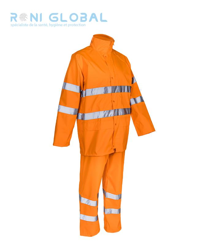 Ensemble de sécurité haute visibilité anti-pluie - Polyester enduit polyuréthane Class 3 - KAWA COVERGUARD_0