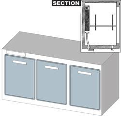 Réserve réfrigérée comportes réfrigérée ventilée , 3 portes, avec group metrika line dimension : 1500x650xh770 - DV315_0