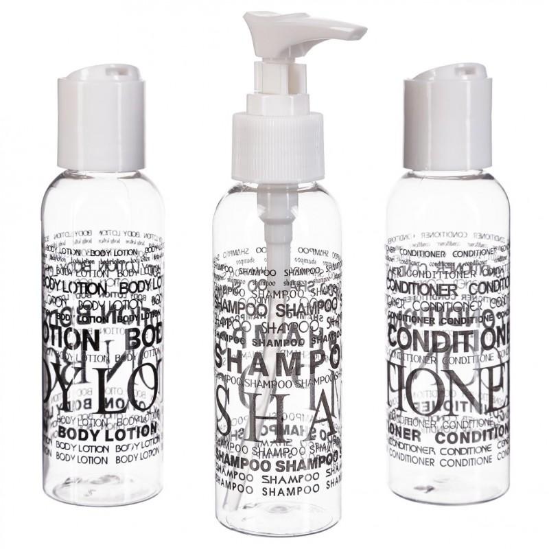 Set de 3 flacons de voyage transparents - Paris Prix - plastique 100ml - pratiques et fonctionnels_0