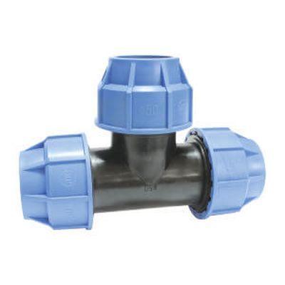 Té à compression réduit au centre - 32x25x32 - Raccords à compression pour tuyaux PEHD - Réf : 719024_0