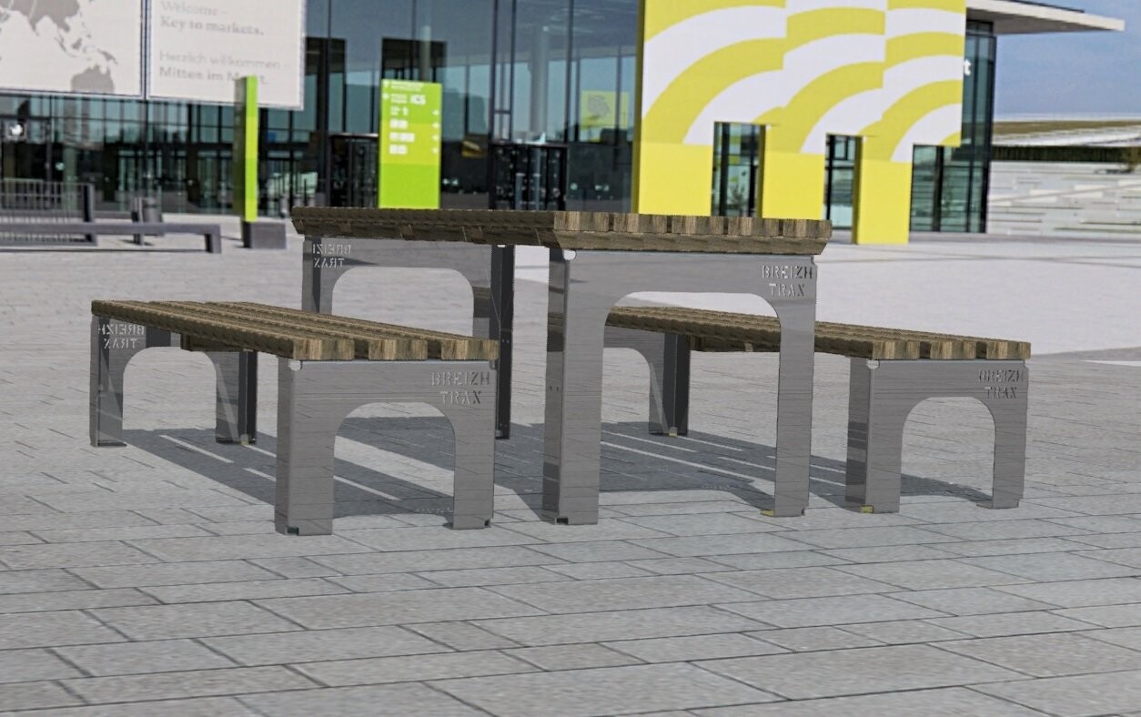 Table d'extérieur pour collectivités en acier inoxydable personnalisable - Référence MUB6_0