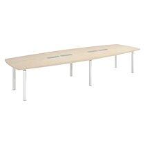 Table modulable Frégate 14 personnes peuplier piétement blanc_0