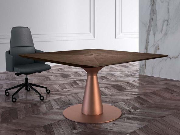 Table de réunion carrée Interstellar - piètement design cossu - 140x140 cm_0