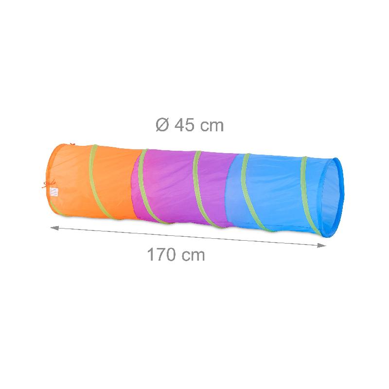 Tunnel de jeu coloré pour enfants - Jouet pop-up en polyester - 45x45x170 cm - Réf : 13_0002906_0