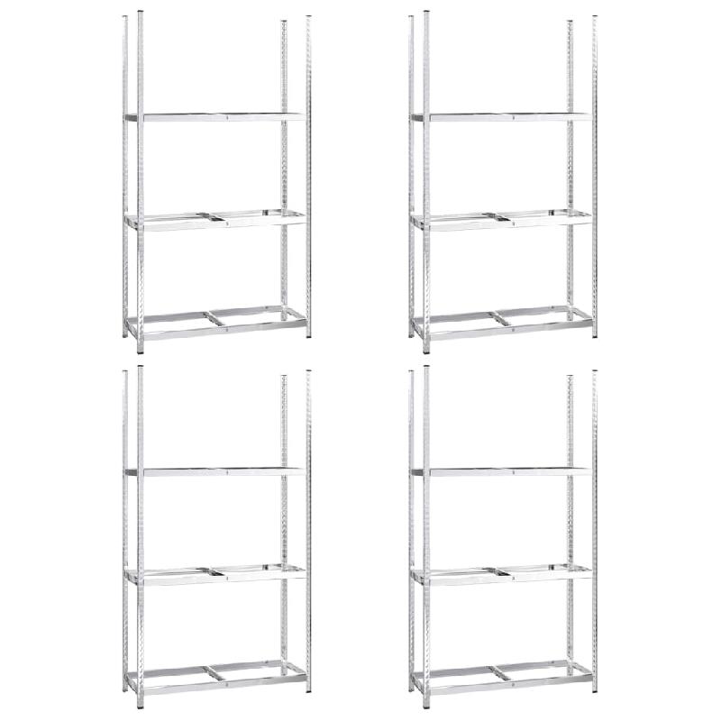 Vidaxl porte-pneus à 3 niveaux 4 pcs argenté 110x40x200 cm acier 3154235_0