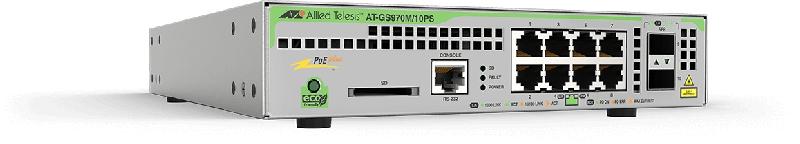 Allied Telesis GS970M/10PS - Commutateur géré L3 Gigabit Ethernet (10/100/1000) avec 10 ports RJ-45 et 2 modules SFP - PoE+ - Capacité 20 Gbit/s_0