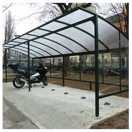 Abri vélo semi-ouvert vienne / structure en acier / bardage en verre sécurit / pour 18 vélos_0