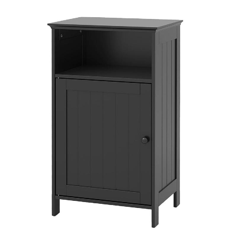 Armoire de salle de bain COSTWAY, armoire de salle de bain avec porte et étagère réglable, armoire de salle de bain indépendante - noir Bois manuf_0