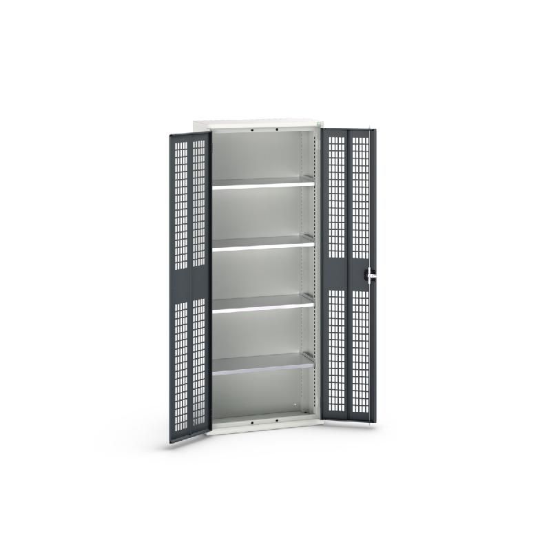 Armoire d'atelier Verso - Porte ventilée - 4 tablettes réglables - 800x350x2000 mm_0
