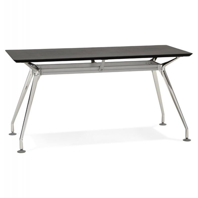 Bureau design en bois plaqué frêne - Attitude 150 cm noir - Paris Prix_0