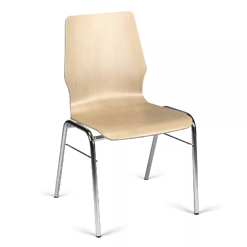 Chaise visiteur empilable et assemblable So Urbino - coque en hêtre naturel - structure acier chromé_0