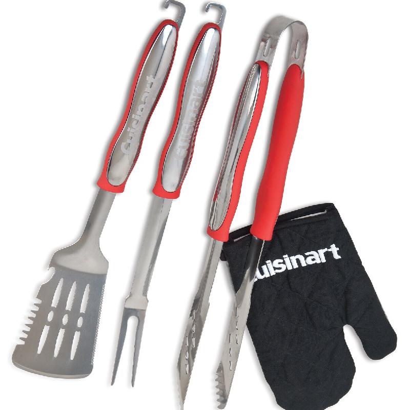 CUISINART Ensemble De 3 Outils Pour Grillades + Gant - Rouge CGS134EU - multicolore 3030050198379_0