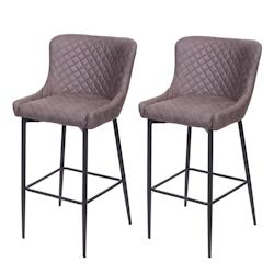 Décoshop26 - Lot de 2 tabourets de bar chaises de comptoir en tissu gris foncé design chic et rétro 04_0000158 - gris 3000251948981_0