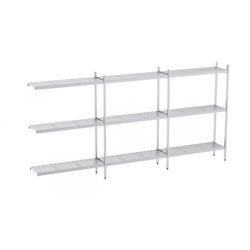 Distform Rayonnage en Acier Inoxydable d'Angle Clayettes Perforées 4090 à 4920 mm 3 Niv P400 Acier inoxydable 4890x400x40 - 641094771614_0