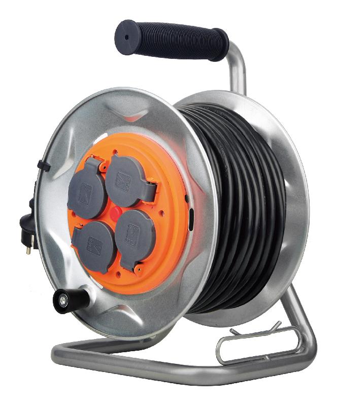 Enrouleur de chantier IP44 - 4 prises 16A - câble HO7RN-F 3G2,5mm² 25m - Zenitech - protection thermique et étanche_0