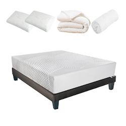 Ensemble   Matelas Mémoire de forme + Sommier + Accessoires 180x200 cm AINAY BELLECOUR - blanc Mousse à mémoire de forme 4VP.AI.K15.K.1820_0