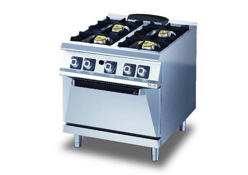 Fourneau - 4 feux gaz sur four gaz - Diamante 90 - Olis D9410CGG - Acier inoxydable AISI 304 - 8 kW_0