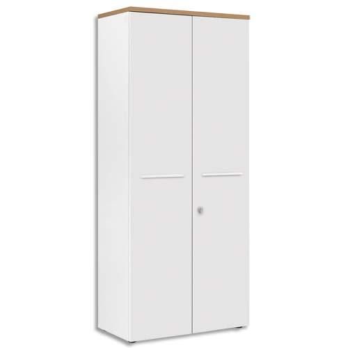 Gautier office armoire haute 2 portes pleines yes façade blanche et