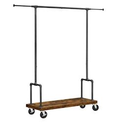 Helloshop26 - Portant à vêtements porte-manteau extensible support habits sur roulettes avec 2 barres façon tuyaux (110-168) x 40 x 12_0007003 - 30_0