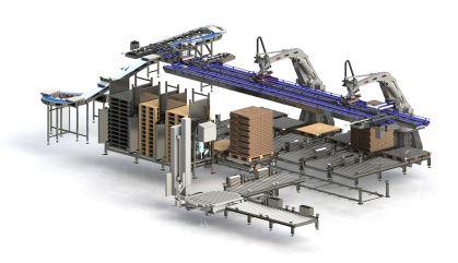 Ligne de palettisation SYSTEM - solution robotisée et personnalisée pour lignes très flexibles, avec alimentation modulable_0