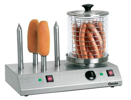 Machine à hot-dogs - 4 plots chauffés - cylindre en verre Ø200 mm - acier inox_0