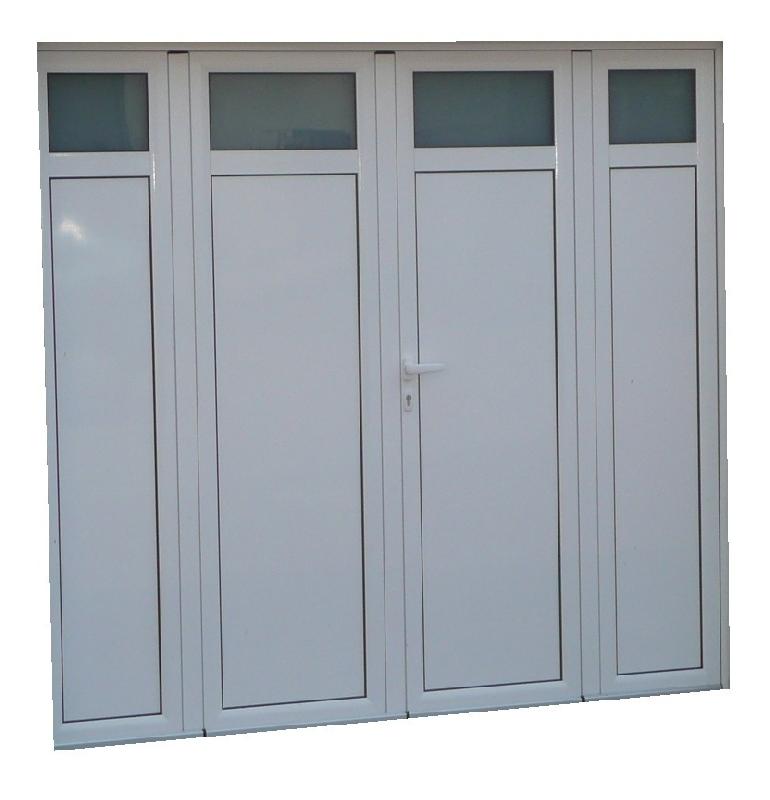 PORTE DE GARAGE ALUMINIUM ISOLÉ - 4 VANTAUX STANDARD H. 2,00M X L. 2,40M - COULEUR: BLANCHE - NFI