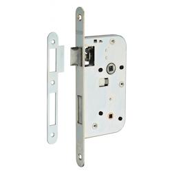 Serrure encastrable à condamnation pour porte de salle de bain et toilettes, axe 50 mm, bouts ronds, zingué - THIRARD - gris 3150260112016_0