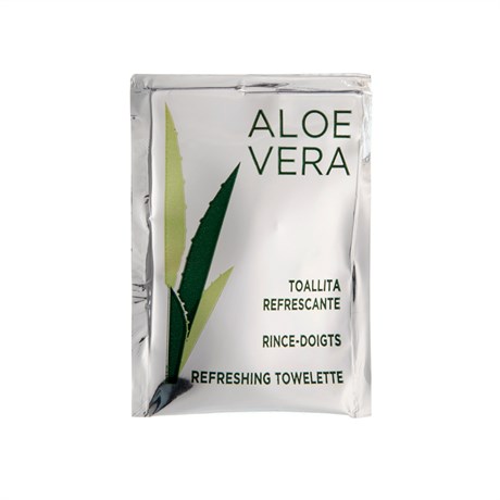 SERVIETTE RAFRAÎCHISSANTE ALOE VERA 6X8 CM CELLULOSE BLANC (VENDU PAR 2000)