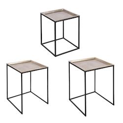 Set de 3 tables carrées plateaux  amovibles or -  Rectangle Métal Table Passion 40x40 cm - 3106239540519_0