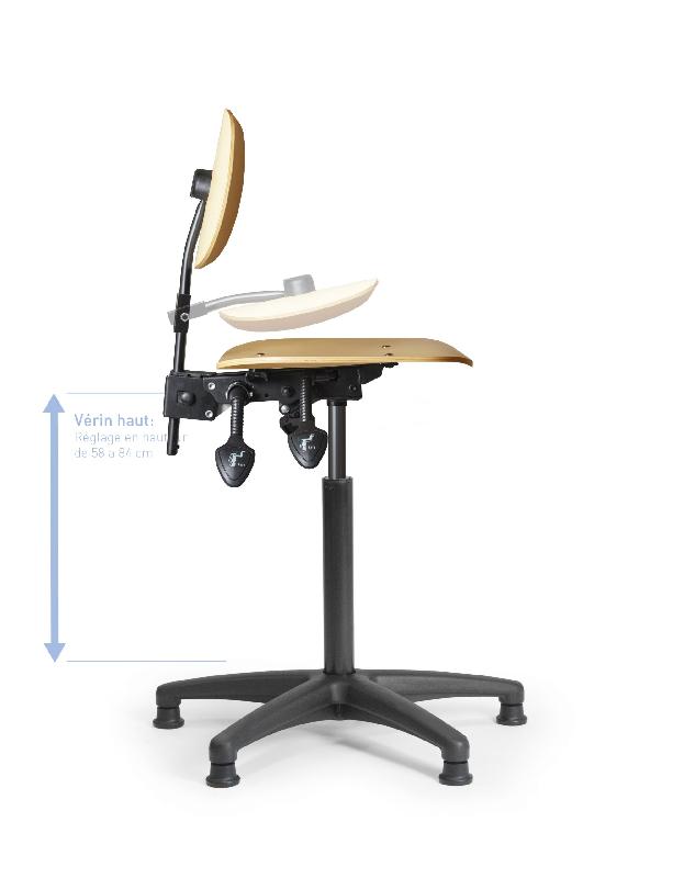 Siège d'atelier bois asynchrone patins 580 à 840 sans_0