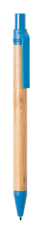 Stylo bille en bambou - pièces en plastique écologique en paille de blé - encre bleue_0