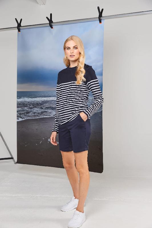 T-shirt breton à manches longues - Réf: FR134 - 100% coton jersey, unisexe, rayures Navy/White ou White/Navy_0