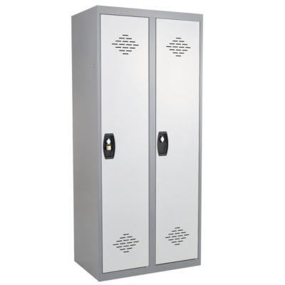 Vestiaires monobloc Confort Industrie salissante 2 cases, toit plat, gris / gris_0