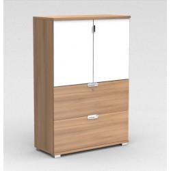 Armoire de direction TAK - hauteur 147 cm - portes en verre blanc - Mobel Linea_0
