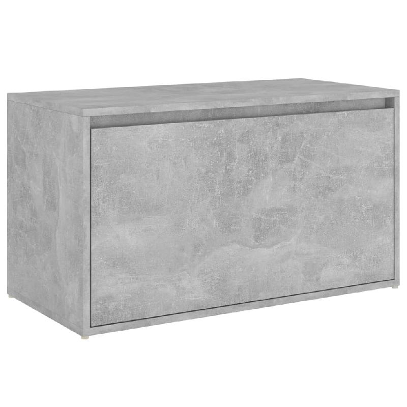 Banc banquette d'entrée - 80x40x45 cm - Gris béton en aggloméré avec tiroir coulissant_0