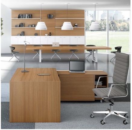 Bureau de direction T45 - Allée du Bureau - Qo-T45 avec plateau mélaminé mat et finitions à 45°_0