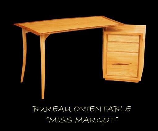 Bureau orientable en orme massif - avec caisson_0