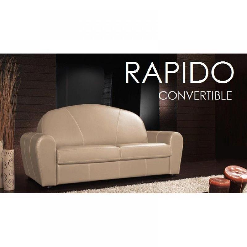 Canapé Club Deluxe convertible 2-3 places - ouverture express 120x190 cm en cuir vachette_0