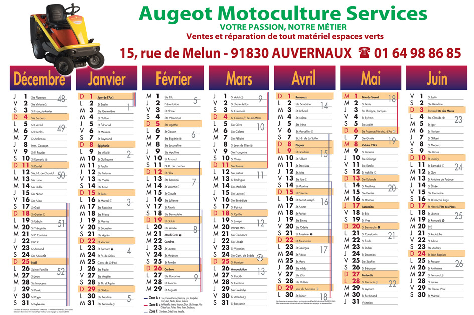 Calendrier de banque contrecollé rembordé A2 (40x53 cm) - impression personnalisée - prix mini dès 50 exemplaires_0